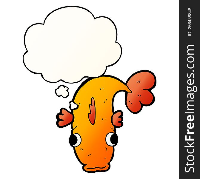 Cartoon Fish And Thought Bubble In Smooth Gradient Style