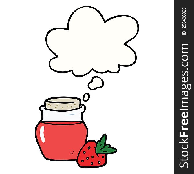 cartoon jam jar with thought bubble. cartoon jam jar with thought bubble
