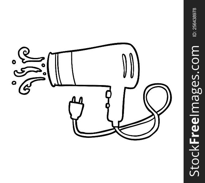 line drawing of a electric hairdryer. line drawing of a electric hairdryer