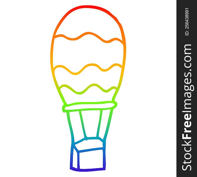 rainbow gradient line drawing of a cartoon hot air balloon
