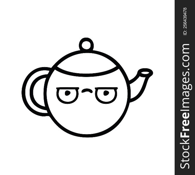 Line Drawing Cartoon Teapot