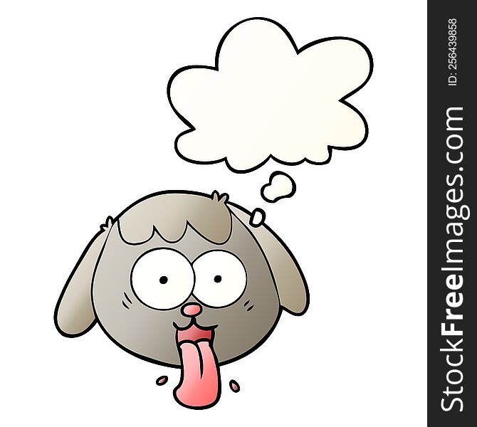 cartoon dog face panting with thought bubble in smooth gradient style