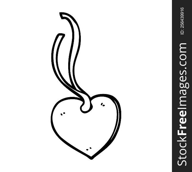 line drawing cartoon heart shaped gift tag