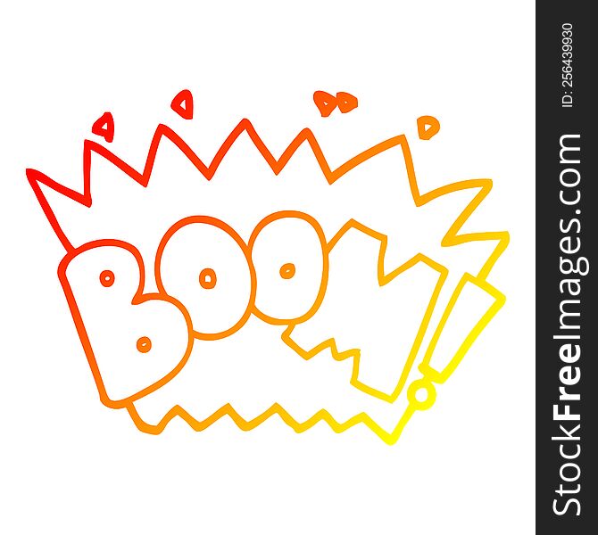 warm gradient line drawing of a cartoon word boom