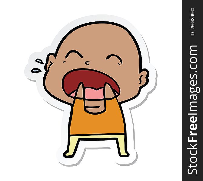 Sticker Of A Cartoon Shouting Bald Man