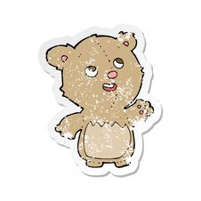 Retro Distressed Sticker Of A Cartoon Happy Little Teddy Bear Stock Photo Retro Distressed Sticker Of A Cartoon Happy Little Teddy Bear Stock Photo