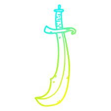 Cold Gradient Line Drawing Curved Sword Royalty Free Stock Photos