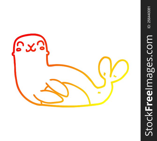 Warm Gradient Line Drawing Cartoon Seal