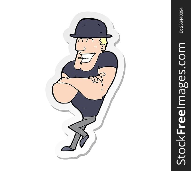 Sticker Of A Cartoon Man Wearing Bowler Hat