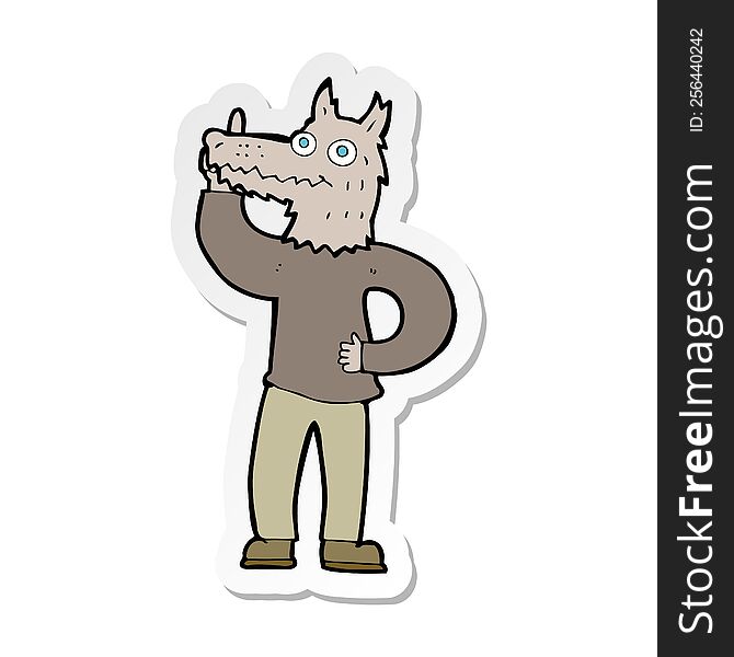 Sticker Of A Cartoon Werewolf With Idea