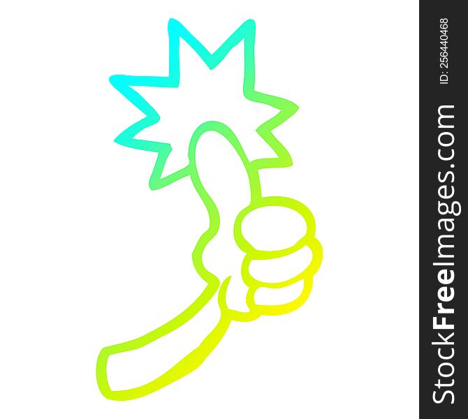 Cold Gradient Line Drawing Cartoon Thumbs Up Sign