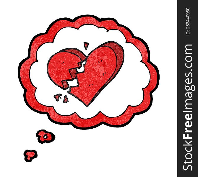 freehand drawn thought bubble textured cartoon broken heart