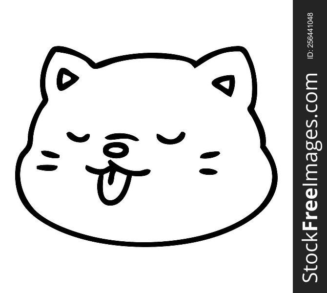 line doodle of a cat sticking out tongue. line doodle of a cat sticking out tongue