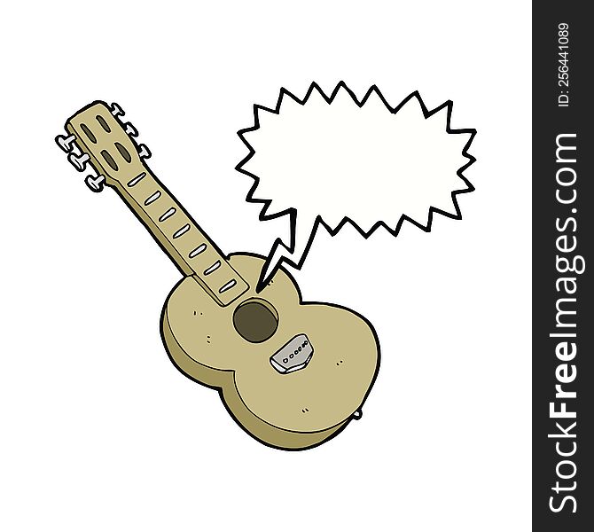 cartoon guitar with thought bubble