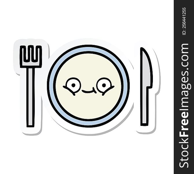 sticker of a cute cartoon dinner plate