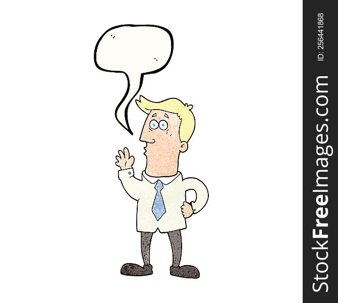 Speech Bubble Textured Cartoon Businessman