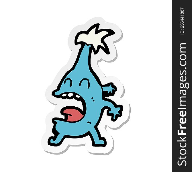 sticker of a cartoon funny creature