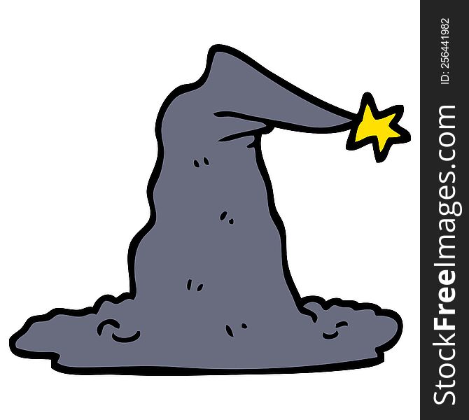 Hand Drawn Doodle Style Cartoon Wizard Hat