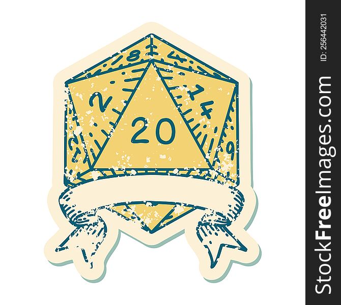 natural 20 critical hit D20 dice roll illustration