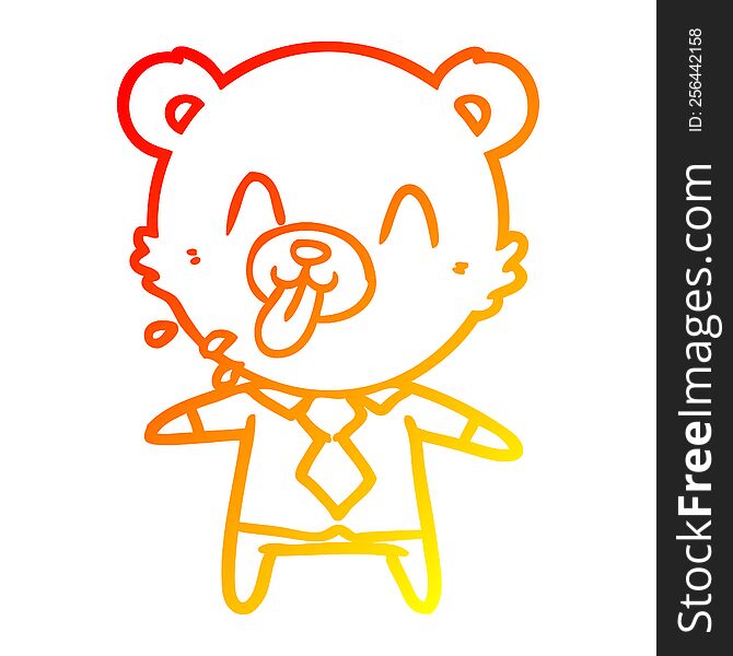 Warm Gradient Line Drawing Rude Cartoon Bear Boss