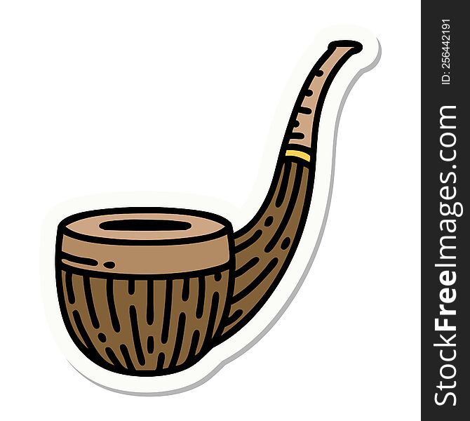 sticker of tattoo in traditional style of a smokers pipe. sticker of tattoo in traditional style of a smokers pipe