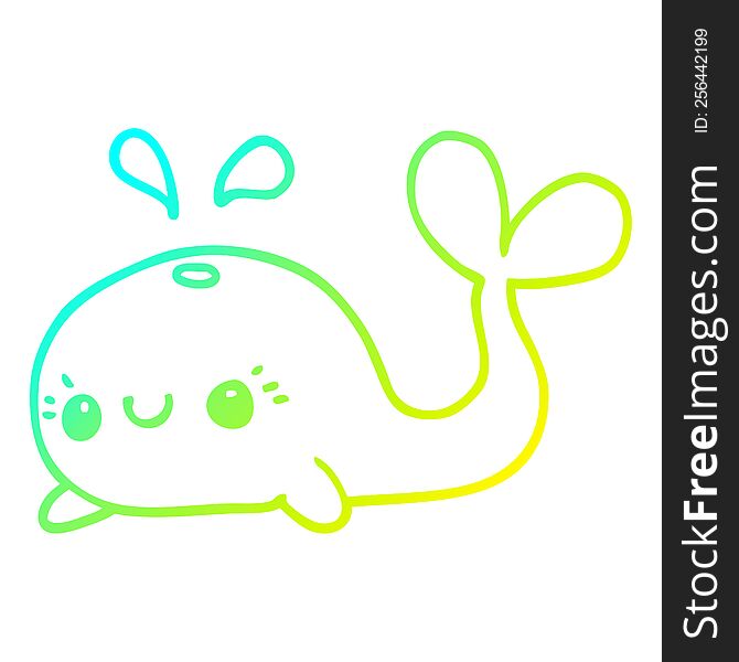 Cold Gradient Line Drawing Cute Cartoon Whale