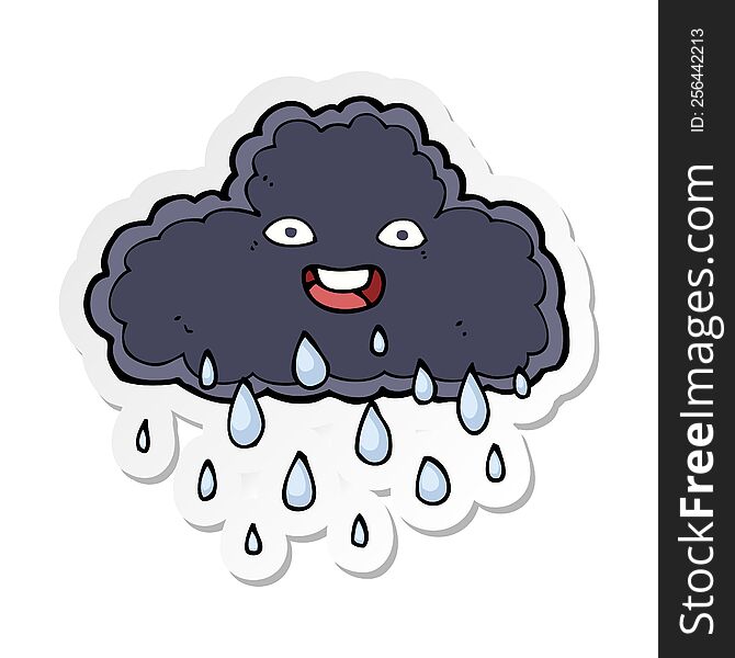 sticker of a cartoon raincloud