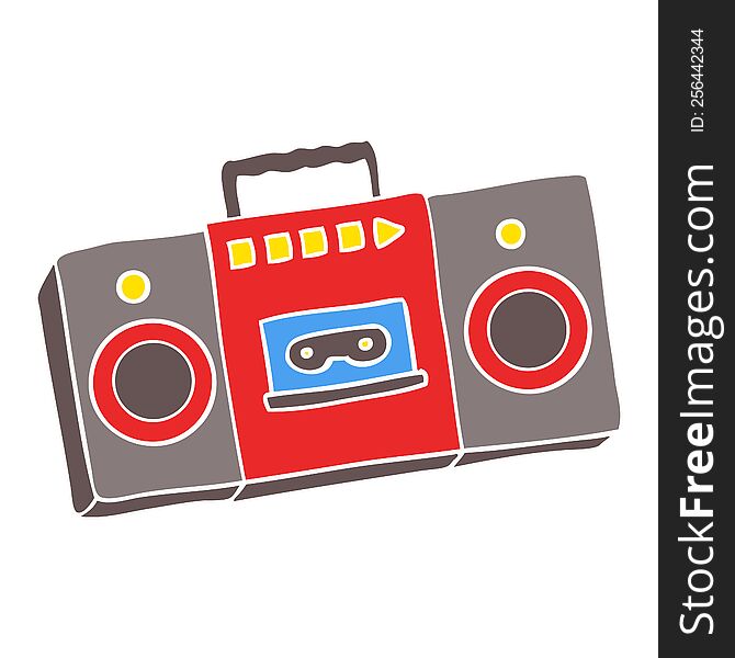 flat color style cartoon retro cassette tape player