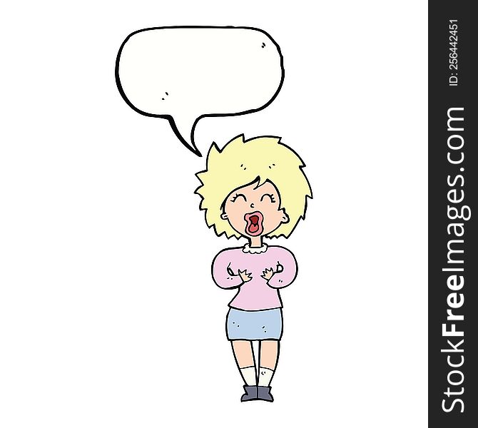 cartoon screaming woman with speech bubble