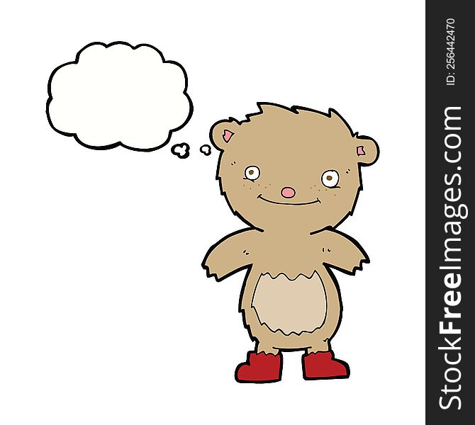 Cartoon Teddy Bear Wearing Boots With Thought Bubble