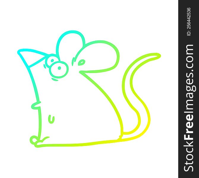 Cold Gradient Line Drawing Cartoon Frightened Mouse