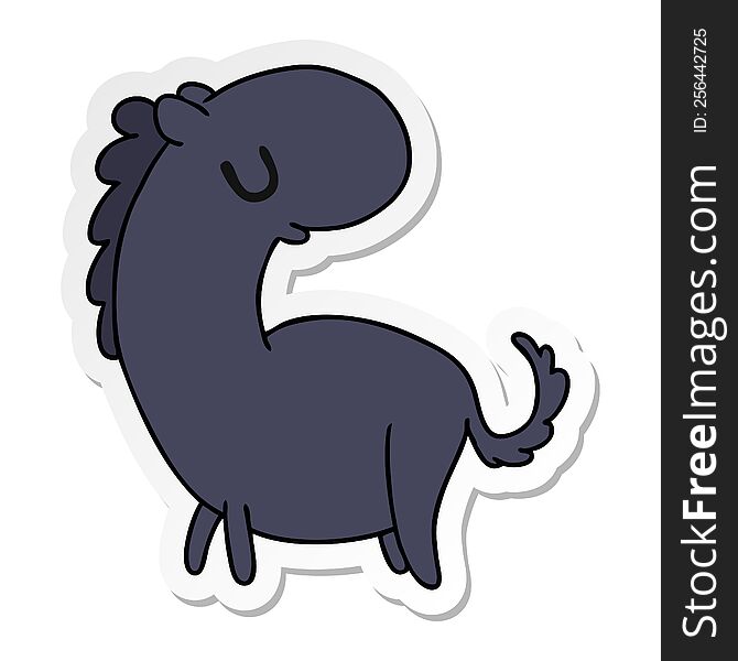sticker cartoon illustration kawaii of a cute horse. sticker cartoon illustration kawaii of a cute horse
