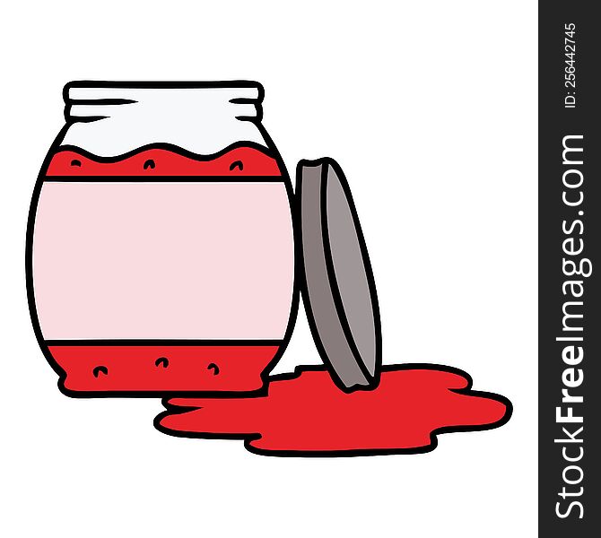 hand drawn cartoon doodle of a strawberry jam