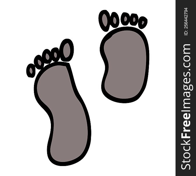 Hand Drawn Doodle Style Cartoon Foot Prints