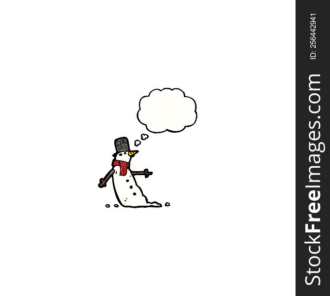 snowman with thought bubble cartoon