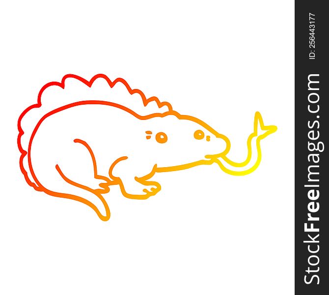 Warm Gradient Line Drawing Cartoon Lizard