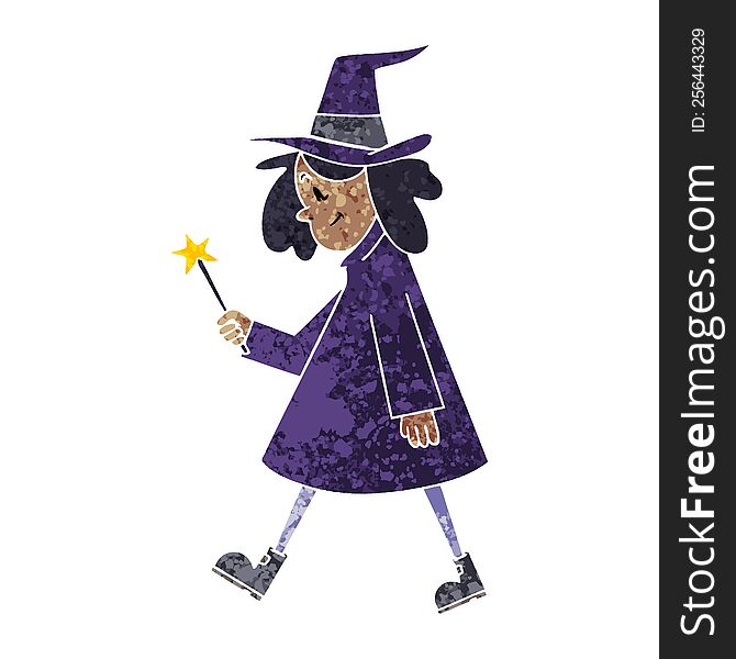 Quirky Retro Illustration Style Cartoon Witch