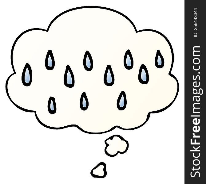 Cartoon Rain And Thought Bubble In Smooth Gradient Style