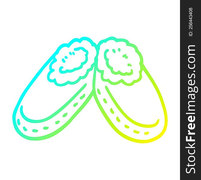 cold gradient line drawing cartoon purple slippers