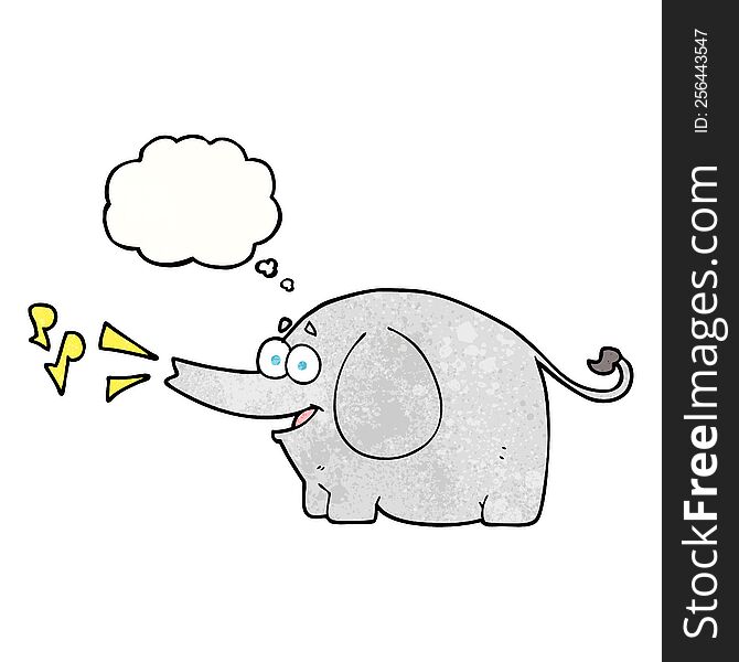 freehand drawn thought bubble textured cartoon trumpeting elephant