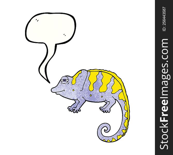 freehand speech bubble textured cartoon chameleon