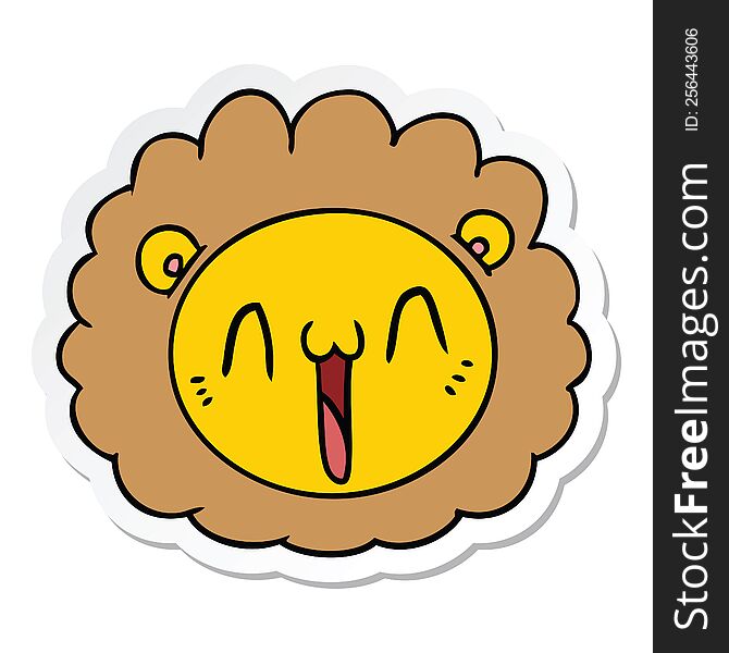 sticker of a cartoon lion face