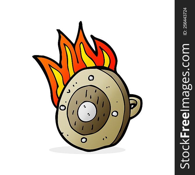 cartoon burning shield