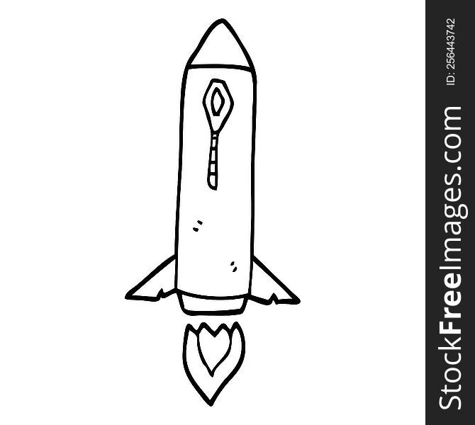 line drawing cartoon space rocket