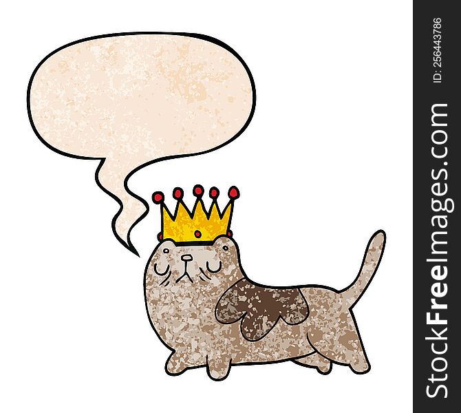 Cartoon Arrogant Cat And Speech Bubble In Retro Texture Style