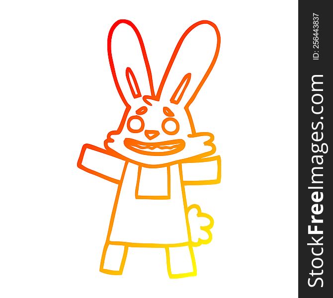 Warm Gradient Line Drawing Cartoon Smiling Rabbit