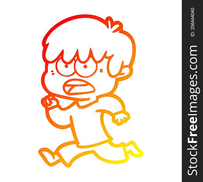 warm gradient line drawing of a worried cartoon boy