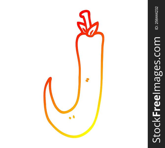 warm gradient line drawing of a cartoon chilli pepper
