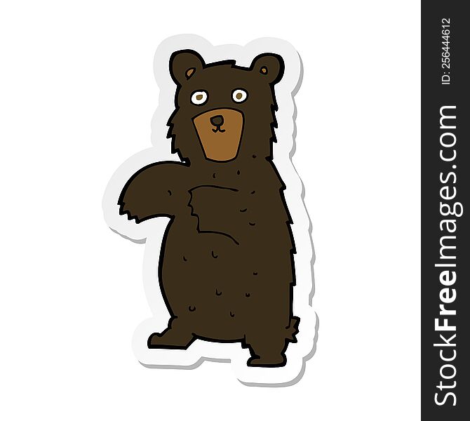 Sticker Of A Cartoon Black Bear