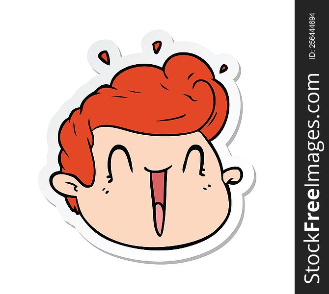 Sticker Of A Cartoon Male Face Surprised